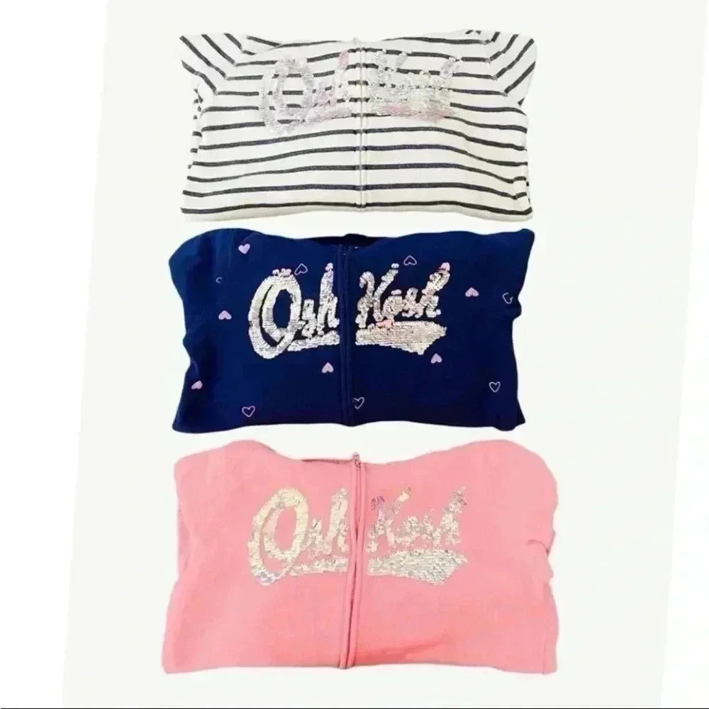 OshKosh B’Gosh Logo Hoodie Girls Long Sleeves Soft Fleece Bundle SZ 10-12